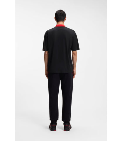 Hugo X Rb Stretch Cotton Polo Shirt With Bull Motif Black