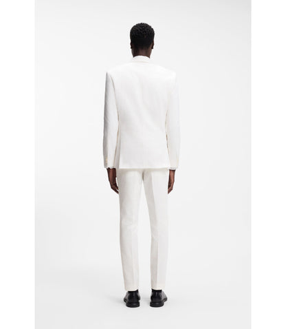 Hugo Three Piece Extra Slim Fit Suit In Stretch Cotton Seersucker White