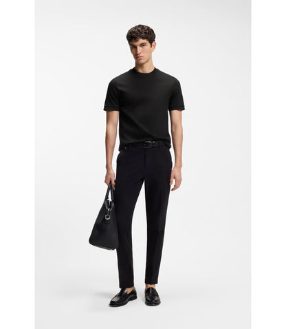 Boss Contrast Tipping Slim Fit T Shirt In Mercerised Cotton Black