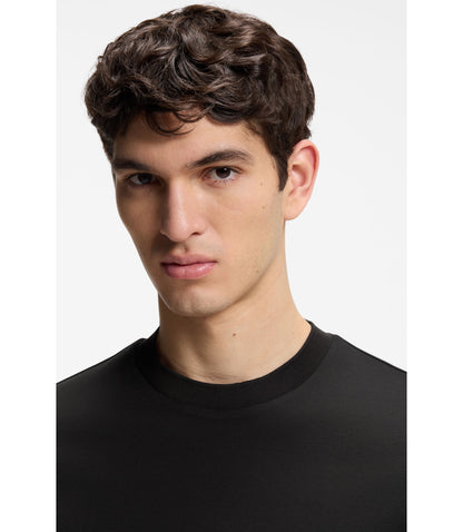 Boss Contrast Tipping Slim Fit T Shirt In Mercerised Cotton Black
