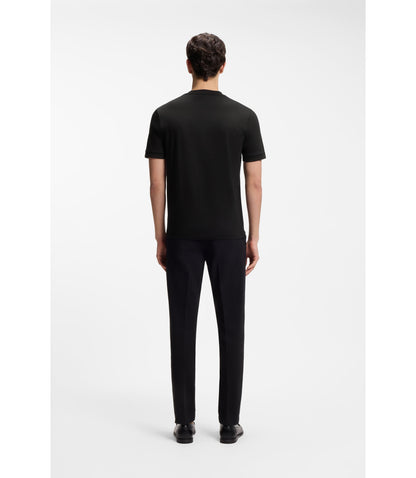 Boss Contrast Tipping Slim Fit T Shirt In Mercerised Cotton Black