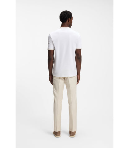 Boss Contrast Tipping Slim Fit T Shirt In Mercerised Cotton White