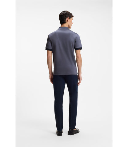 Boss Striped Trim Polo Shirt In Mercerised Cotton Light Blue