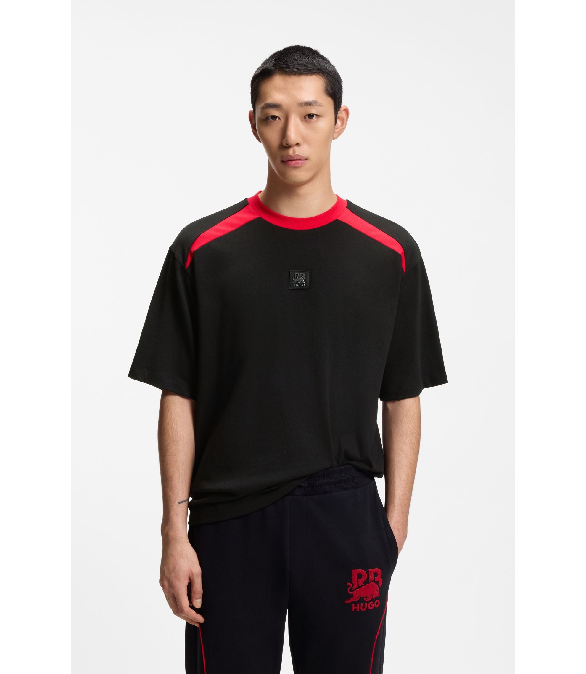Hugo X Rb Cotton T Shirt With Bull Motif Black