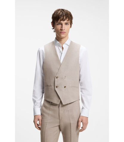 Hugo Three Piece Extra Slim Fit Suit Light Brown