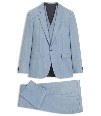 Hugo Three Piece Extra Slim Fit Suit Light Blue