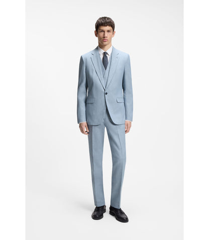 Hugo Three Piece Extra Slim Fit Suit Light Blue