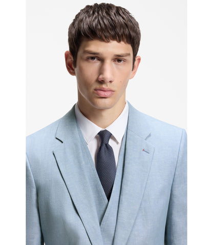 Hugo Three Piece Extra Slim Fit Suit Light Blue