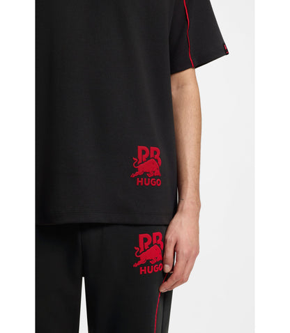 Hugo X Rb Cotton Blend T Shirt With Contrast Piping Black