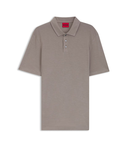 Hugo Slub Interlock Polo Shirt In A Slim Fit Light Brown