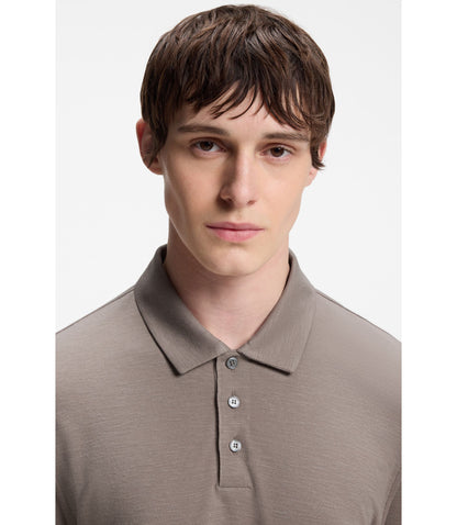 Hugo Slub Interlock Polo Shirt In A Slim Fit Light Brown