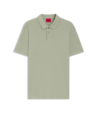 Hugo Slub Interlock Polo Shirt In A Slim Fit Light Green
