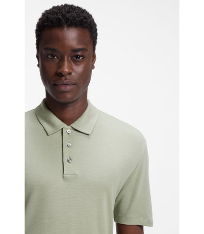 Hugo Slub Interlock Polo Shirt In A Slim Fit Light Green