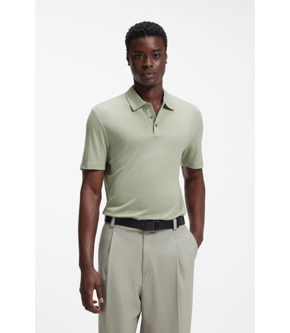 Hugo Slub Interlock Polo Shirt In A Slim Fit Light Green