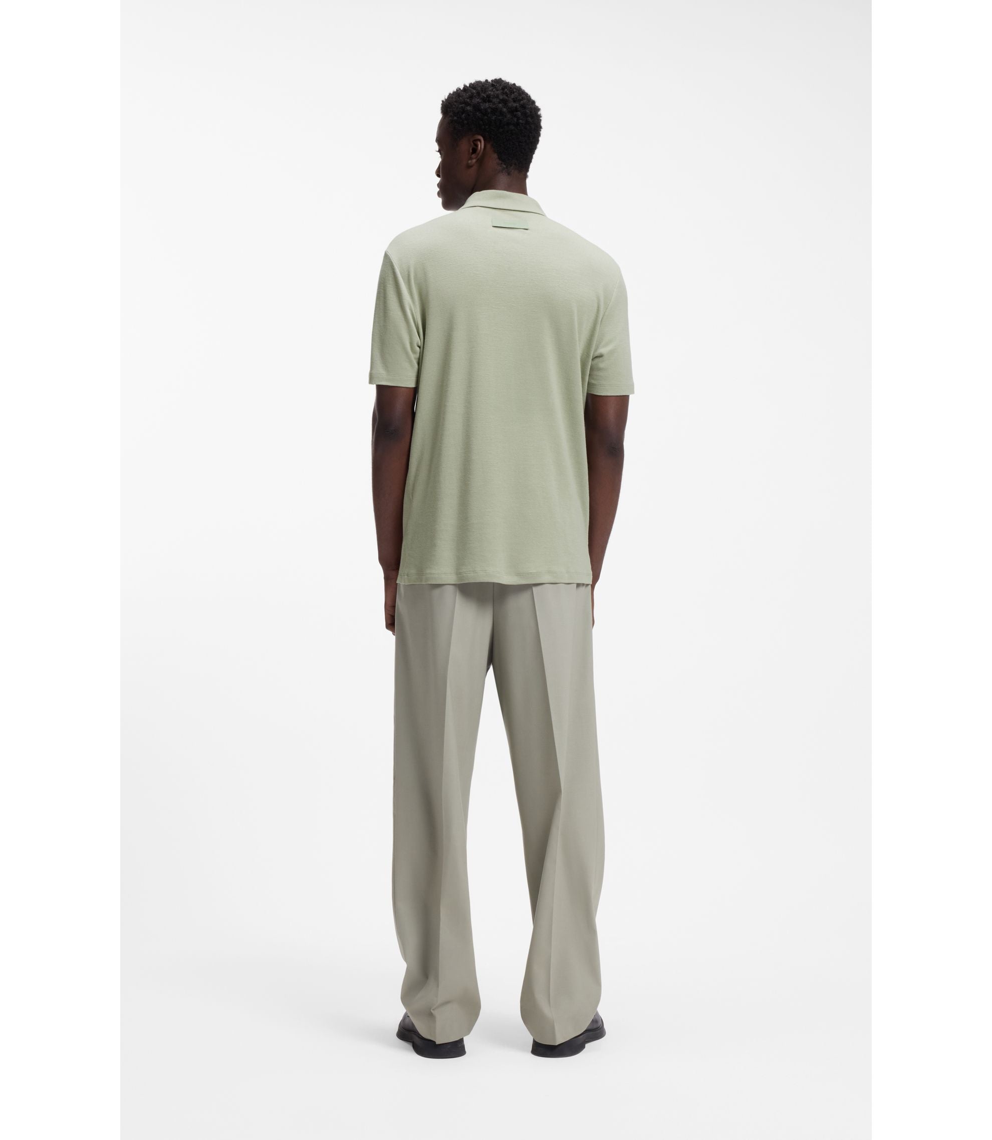 Hugo Slub Interlock Polo Shirt In A Slim Fit Light Green