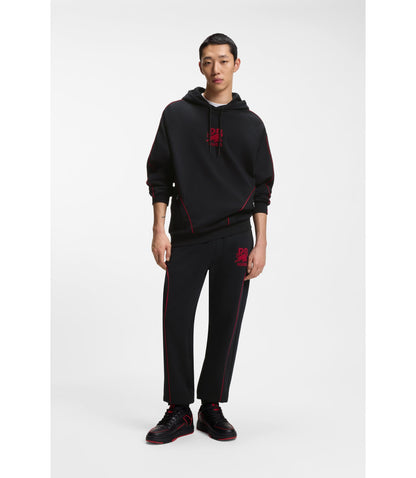 Hugo X Rb Stretch Cotton Hoodie With Bull Motif Black
