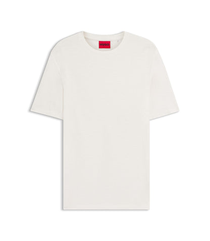 Hugo Slub Interlock T Shirt In A Slim Fit White
