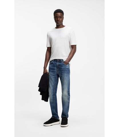 Hugo Slub Interlock T Shirt In A Slim Fit White