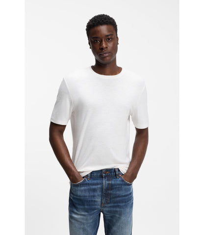 Hugo Slub Interlock T Shirt In A Slim Fit White