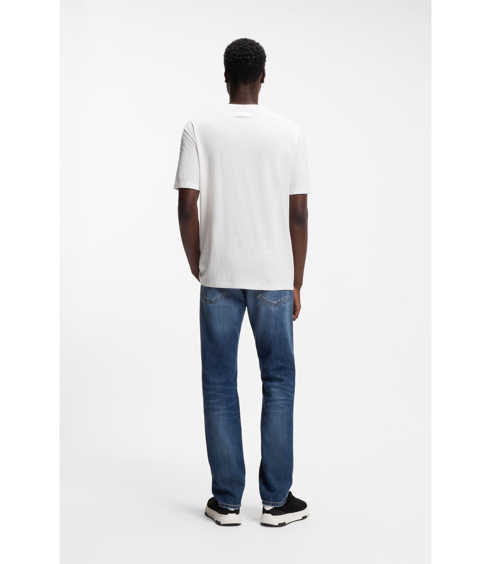 Hugo Slub Interlock T Shirt In A Slim Fit White
