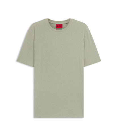 Hugo Slub Interlock T Shirt In A Slim Fit Light Green