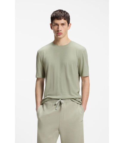 Hugo Slub Interlock T Shirt In A Slim Fit Light Green
