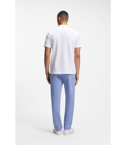 Boss Embroidered Artwork Polo Shirt In Cotton Mesh White