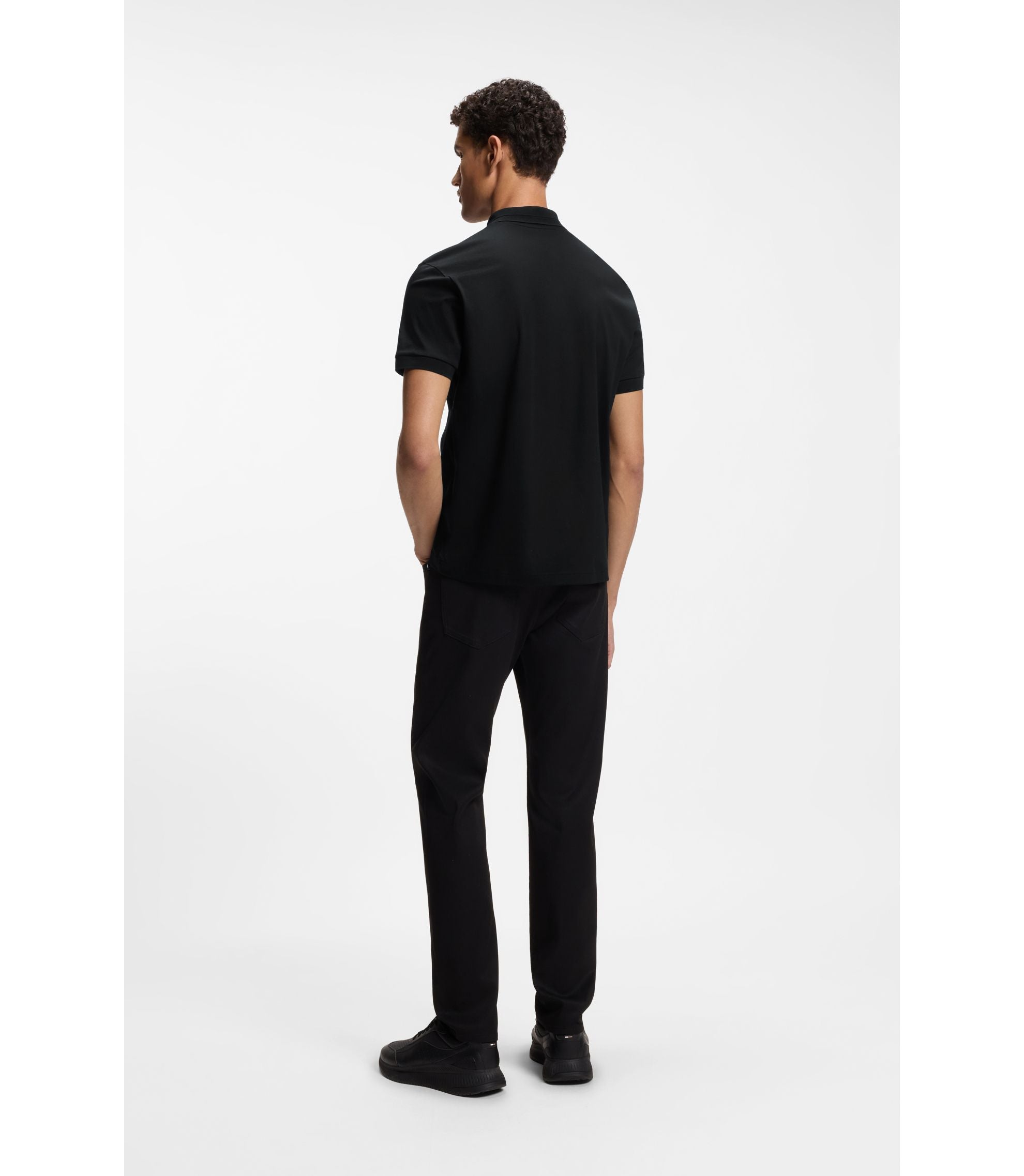 Boss Porsche X Boss Polo Shirt In Mercerized Cotton Black