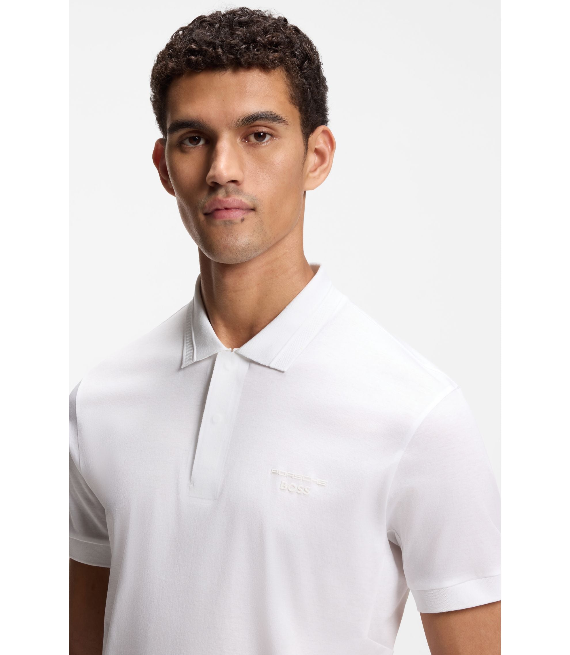 Boss Porsche X Boss Polo Shirt In Mercerized Cotton White