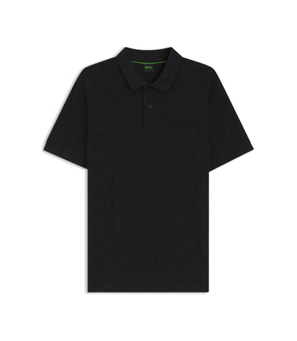 Boss Porsche X Boss Polo Shirt In Jacquard Patterned Cotton Black