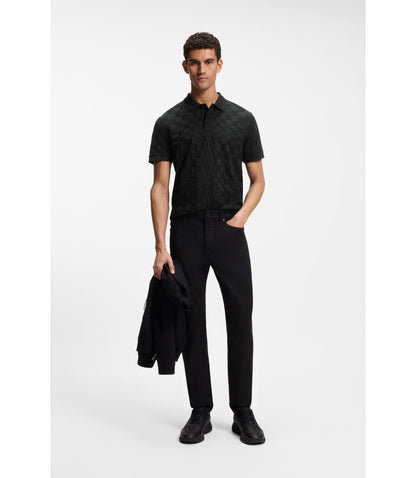Boss Porsche X Boss Polo Shirt In Jacquard Patterned Cotton Black