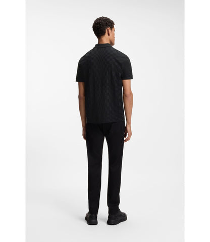Boss Porsche X Boss Polo Shirt In Jacquard Patterned Cotton Black