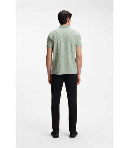 Boss Porsche X Boss Polo Shirt In Jacquard Patterned Cotton Light Green