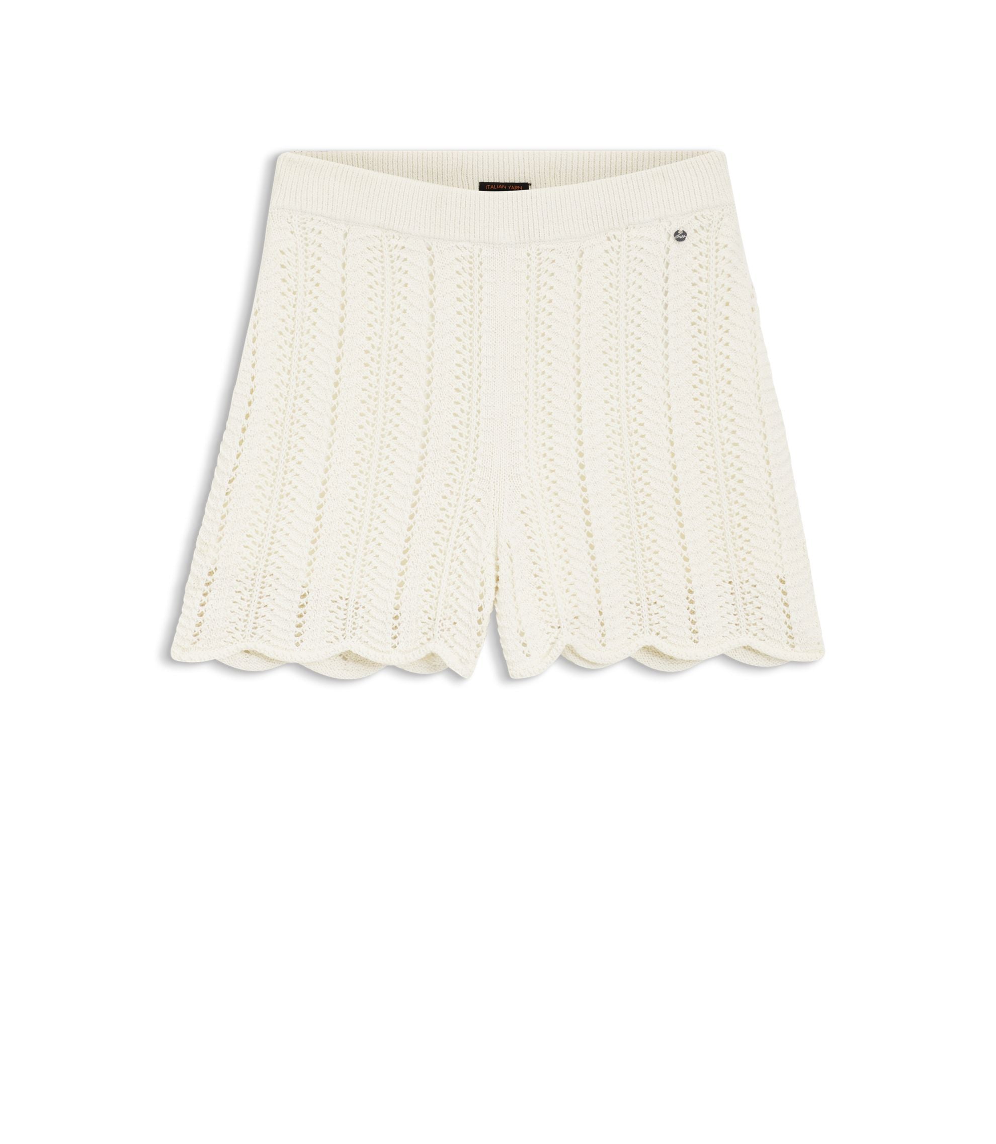 Boss Cotton Blend Knitted Shorts With Wave Structure White Women's