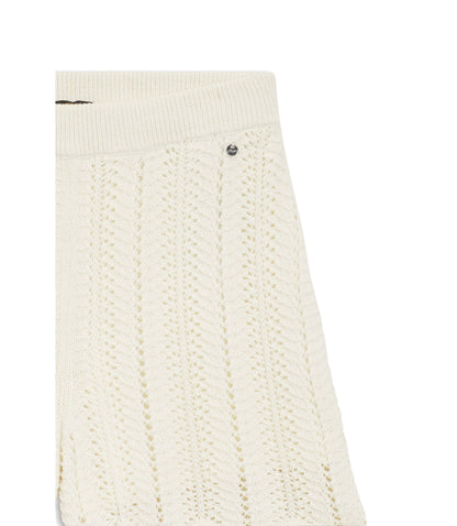 Boss Cotton Blend Knitted Shorts With Wave Structure White Women's