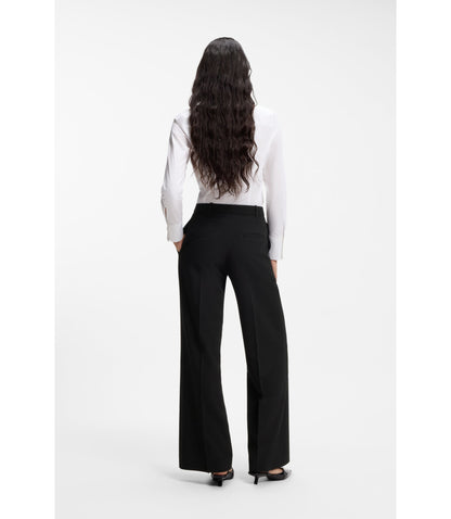 Hugo Regular Fit Trousers In Stretch Seersucker Black Women's