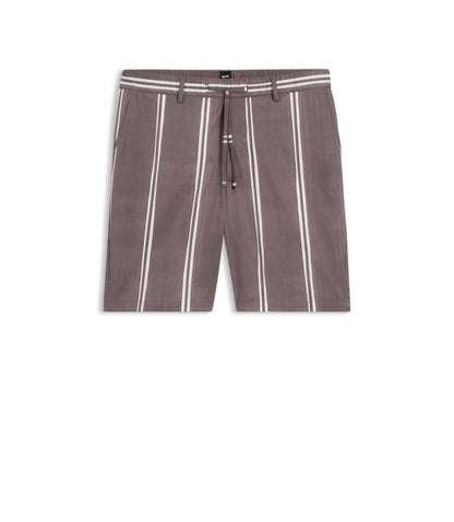 Boss Printed Pattern Shorts In Stretch Cotton Purple