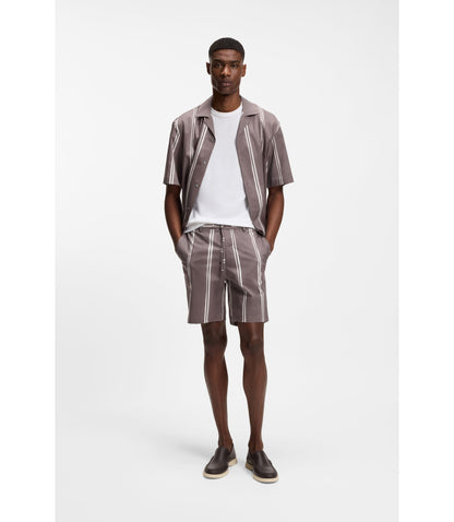 Boss Printed Pattern Shorts In Stretch Cotton Purple