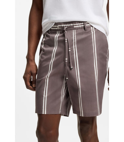 Boss Printed Pattern Shorts In Stretch Cotton Purple