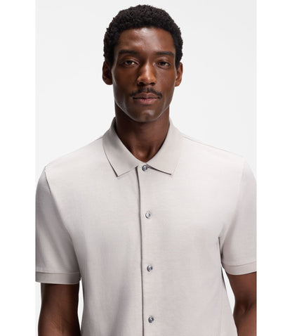 Boss Regular Fit Shirt In Bubble Structure Cotton Light Beige