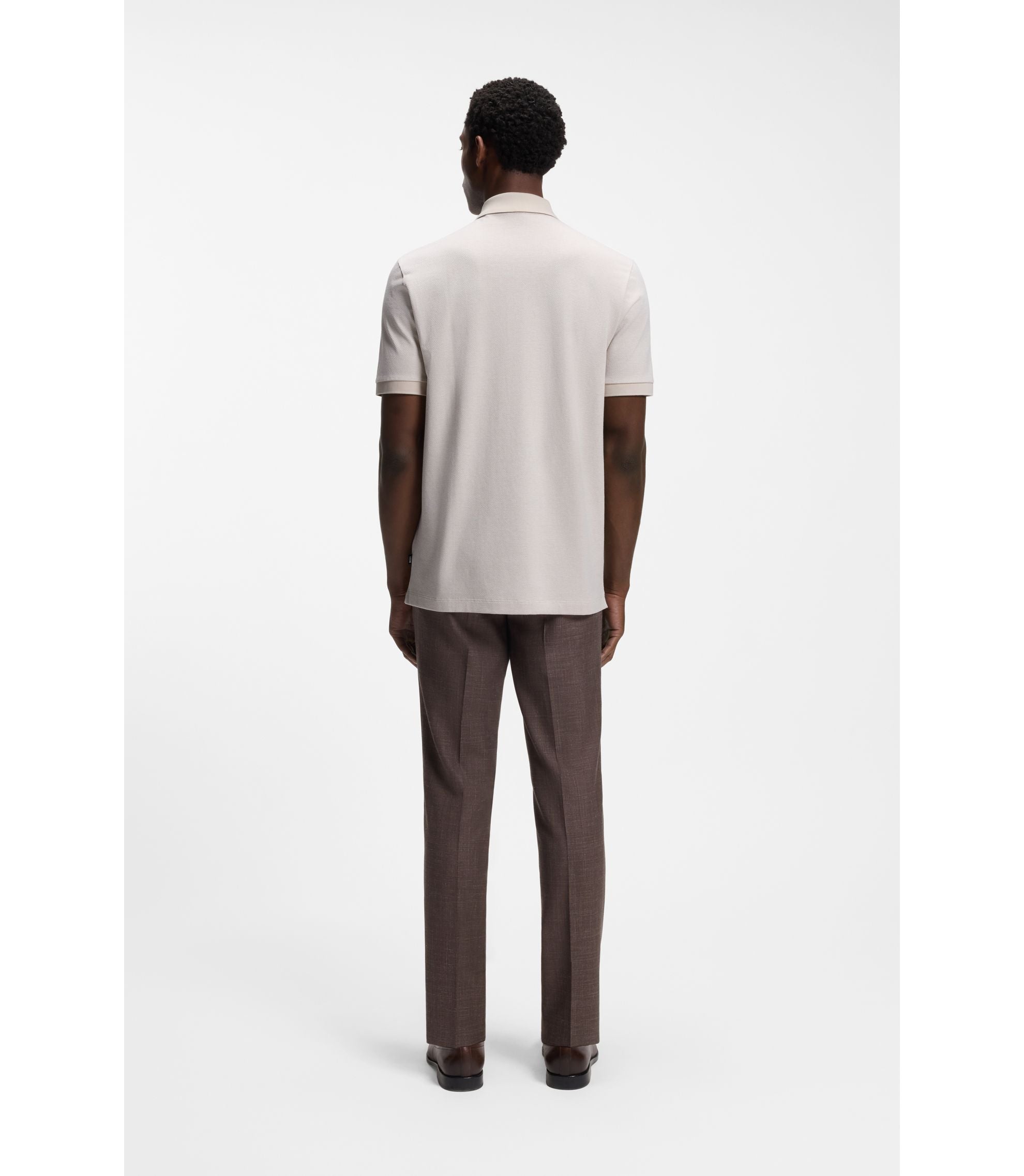 Boss Regular Fit Shirt In Bubble Structure Cotton Light Beige