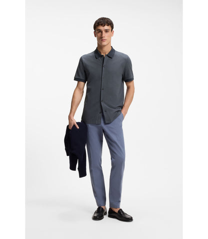 Boss Regular Fit Shirt In Bubble Structure Cotton Dark Blue
