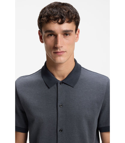 Boss Regular Fit Shirt In Bubble Structure Cotton Dark Blue