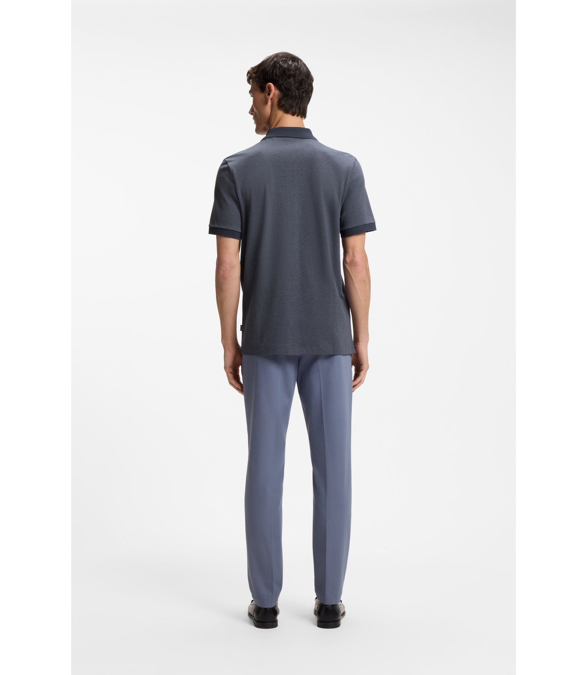 Boss Regular Fit Shirt In Bubble Structure Cotton Dark Blue