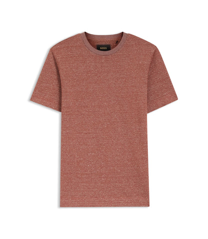 Boss Mouline T Shirt In Cotton Linen And Silk Brown