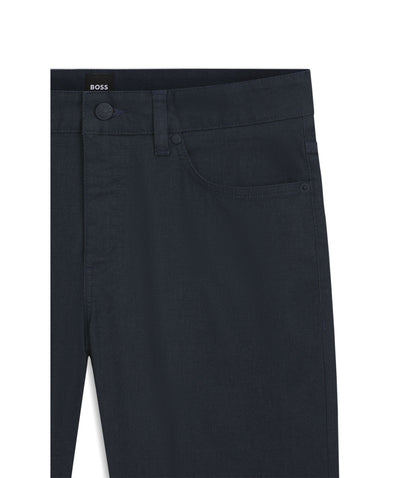 Boss Delaware Slim Fit Trousers In A Cotton Blend Dark Blue