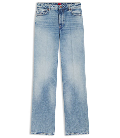 Hugo Wide Leg Jeans In Blue Stretch Denim Blue Women's