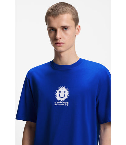 Hugo Cotton Jersey T Shirt With Happy Hugo Artwork Light Blue