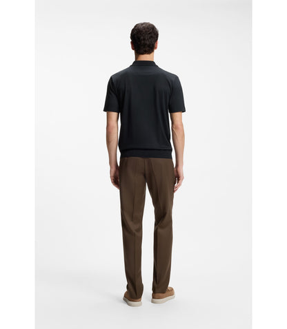 Boss Cotton Silk Polo Shirt With Zip Neck Dark Blue