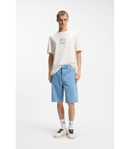 Hugo Printed Artwork T Shirt In Cotton Jersey White